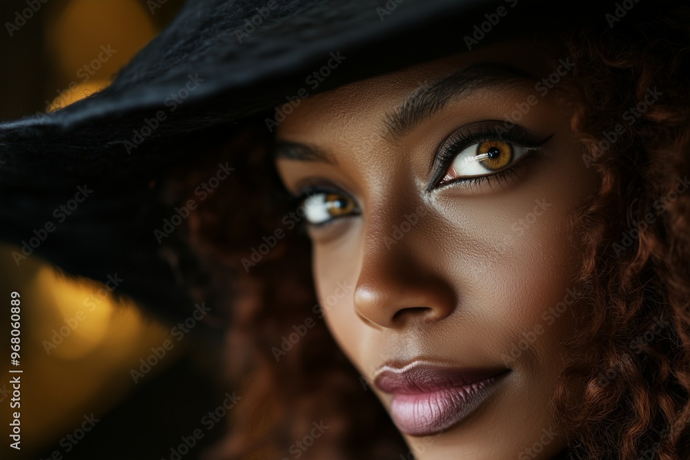 Woman in Black Witch Hat and Costume Woman in Black Witch Hat and Costume