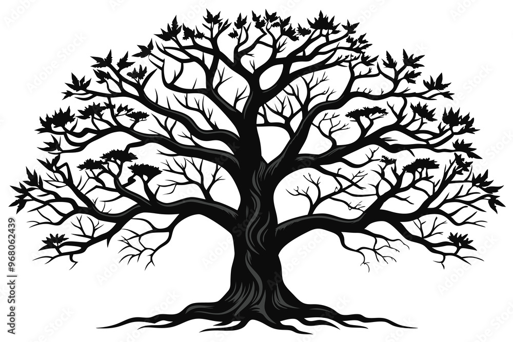 oak tree branches black silhouette I.eps oak tree branches black silhouette I.eps