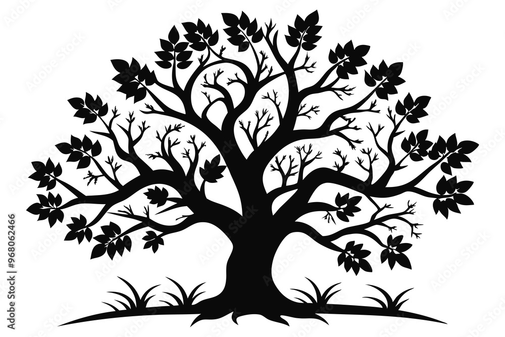 Obraz premium oak tree branches black silhouette L.eps