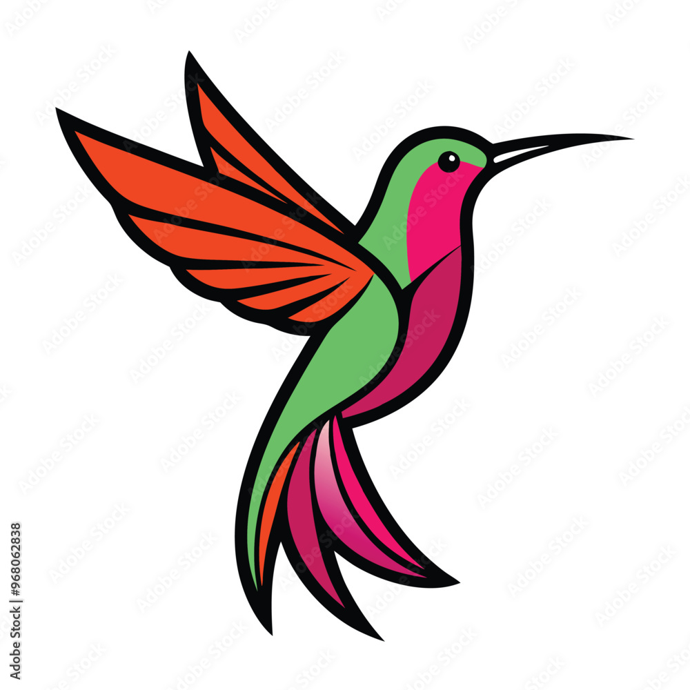 Hummingbird in flight with bold lines and bright gradient colors. Ideal for logos and branding. Hummingbird in flight with bold lines and bright gradient colors. Ideal for logos and branding.