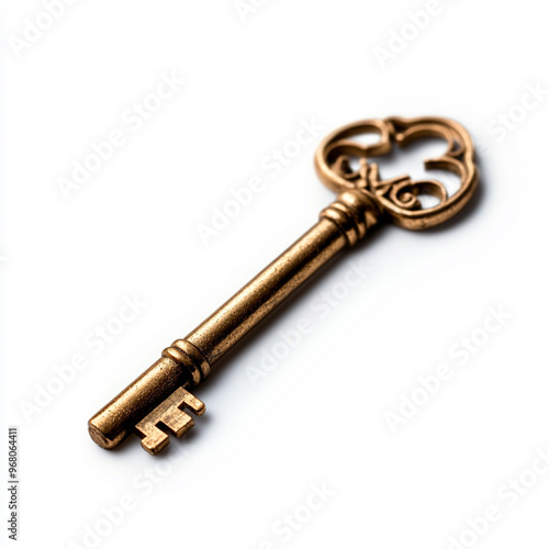 A vintage ornamental key with intricate designs, perfect for symbolizing security or unlocking new opportunities.