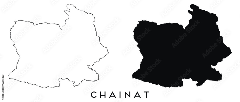 Obraz premium Chainat map outline and black silhouette vector