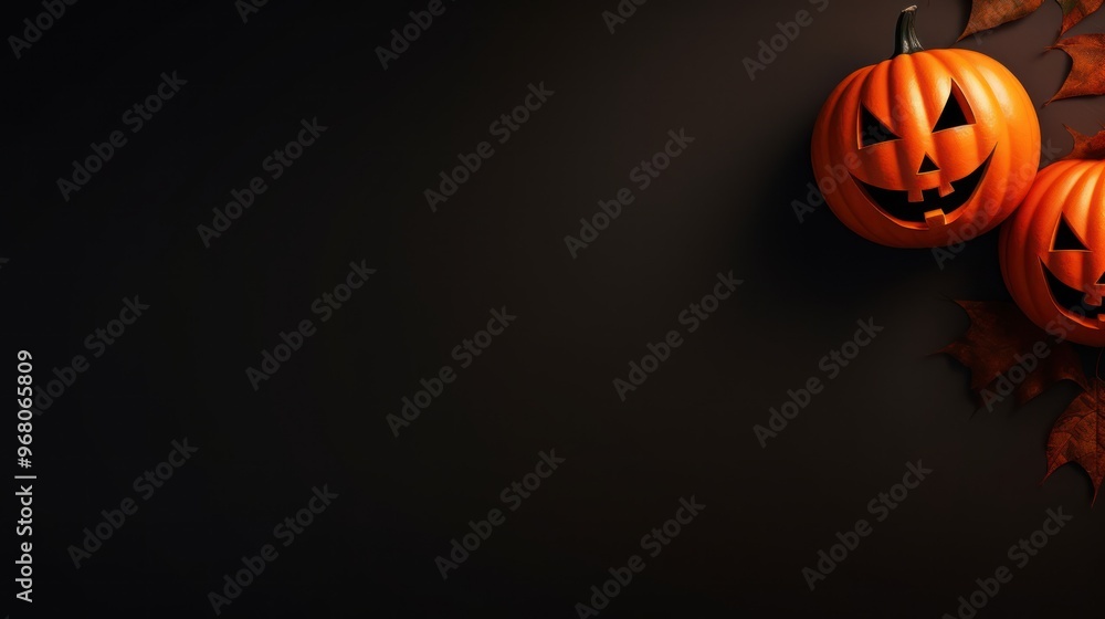 Halloween Jack-o'-Lanterns on Black Background Halloween Jack-o'-Lanterns on Black Background