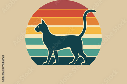 t-shirt design with a vintage twist cat silhouette F.eps