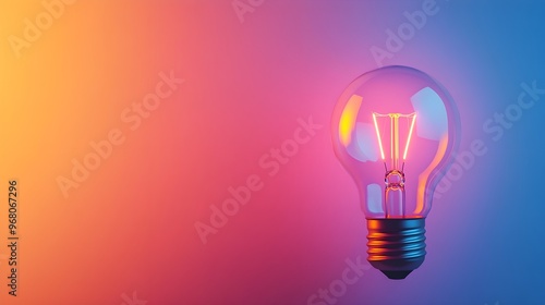 A light bulb glowing brightly against a solid color background, symbolizing inspiration and new ideas