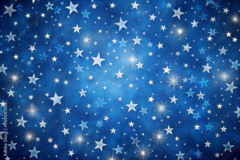Fototapeta premium Abstract blue background with sparkling stars and patterns