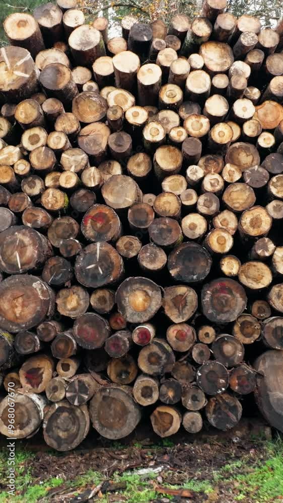 Cut Wood In Piles Near The Road Cut Wood In Piles Near The Road