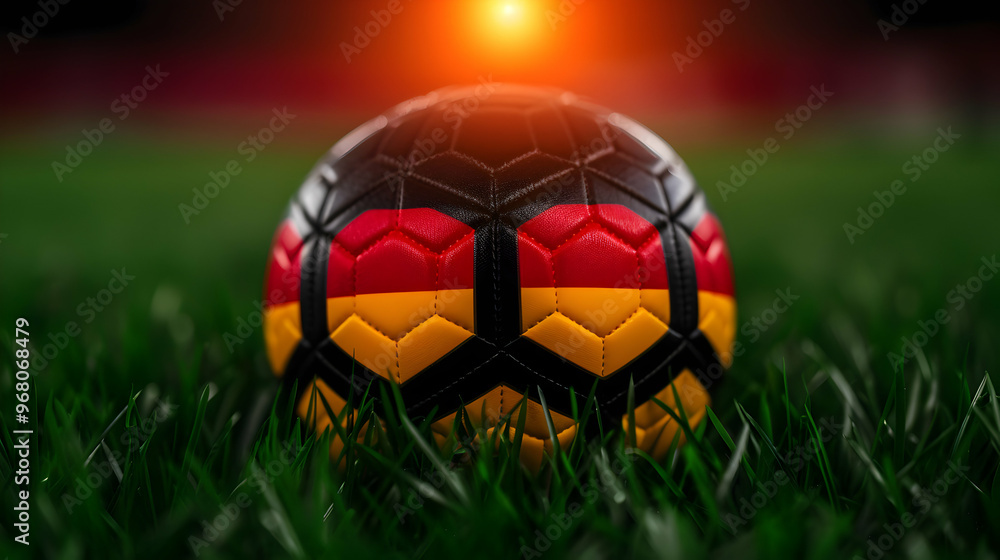 Fototapeta premium Soccer Fuball Mit Deutscher Flagge Stadion