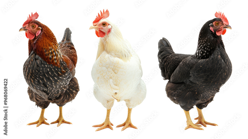 Three chicken isolated on transparent background Three chicken isolated on transparent background