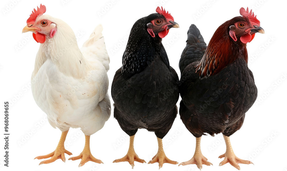 Fototapeta premium Three chicken isolated on transparent background