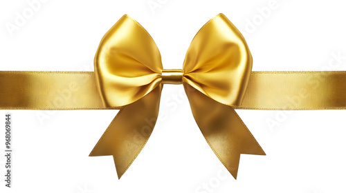 Gold bow and ribbon, isolated on white background