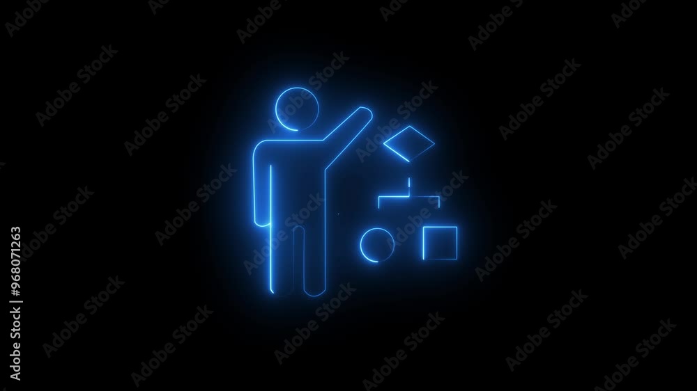 Neon Professional Excellence Icon - Glowing man logo on black background. Sign of identity chief. 4k video Neon Professional Excellence Icon - Glowing man logo on black background. Sign of identity chief. 4k video