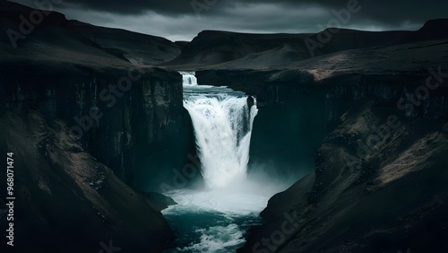 Dramatic Multi-Tiered Waterfall Cascading into a Gorge
