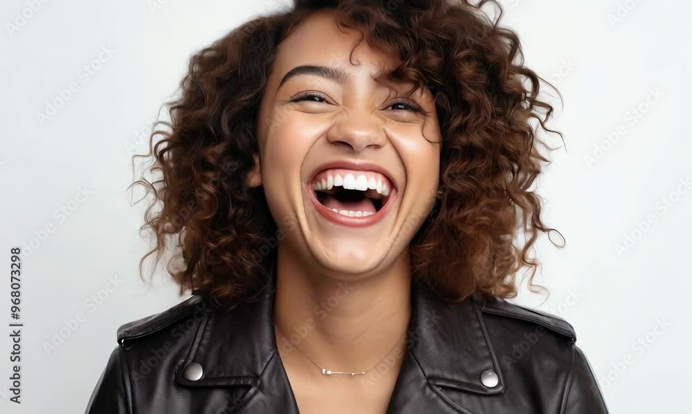 Portrait of a happy young african american woman laughing against white background Portrait of a happy young african american woman laughing against white background
