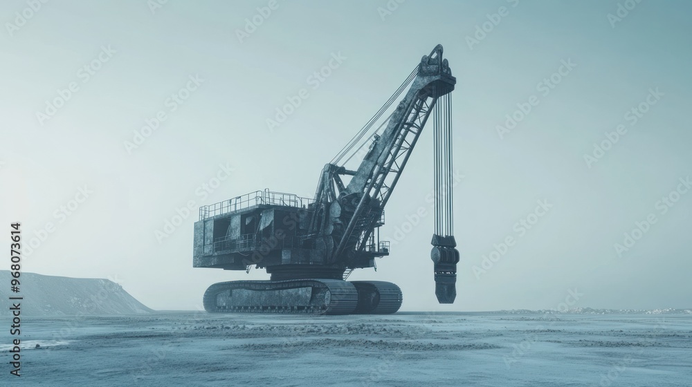 Large, Industrial Crawler Crane in a Desolate Landscape Large, Industrial Crawler Crane in a Desolate Landscape