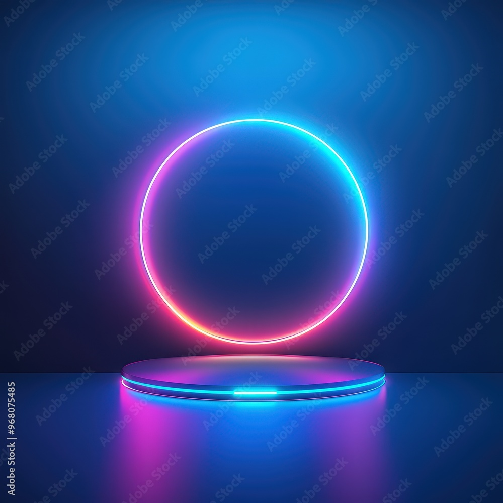 Neon Circle Light Above Podium Neon Circle Light Above Podium