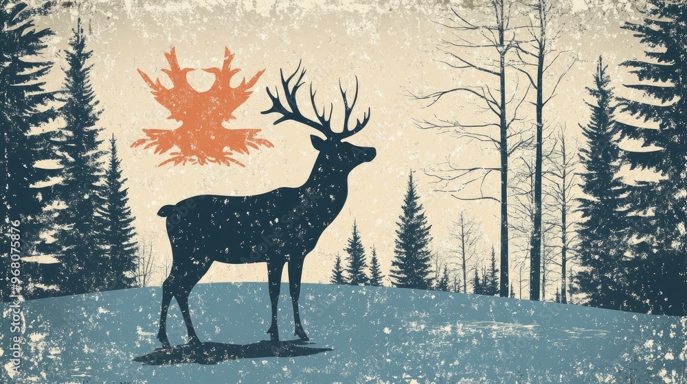 Curious reindeer exploring a winter forest Curious reindeer exploring a winter forest