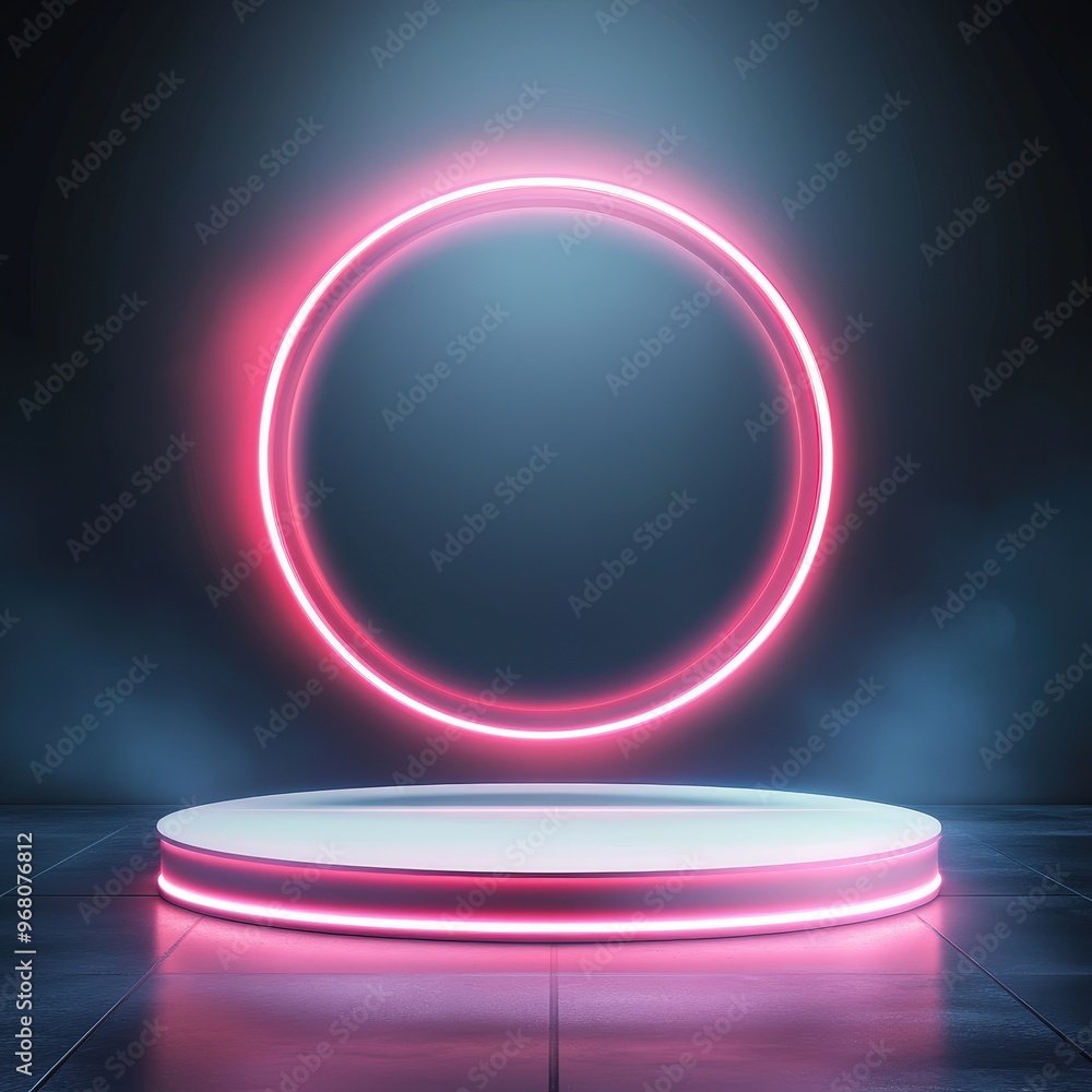 Neon Circle Above a Platform Neon Circle Above a Platform