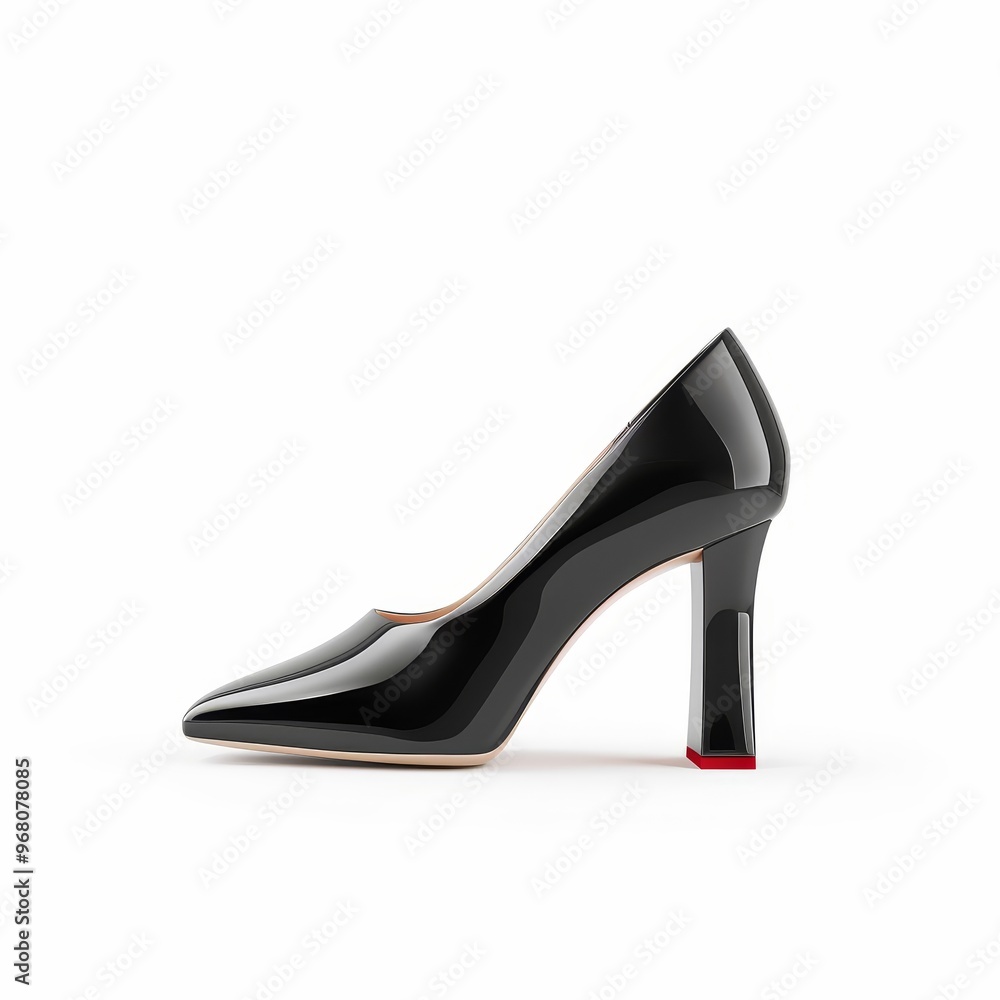 Court shoes with square heel, fashion element, realistic 3D render, contemporary style, isolated on white background. Court shoes with square heel, fashion element, realistic 3D render, contemporary style, isolated on white background.