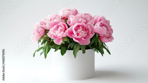 A bouquet of pink peonies i...