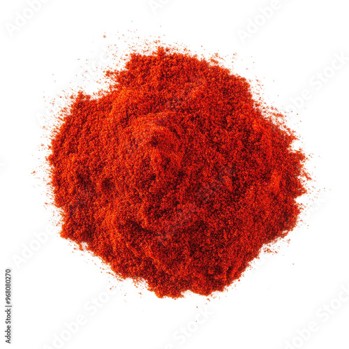 A pile of red chili powder, a vibrant spice used in cooking.