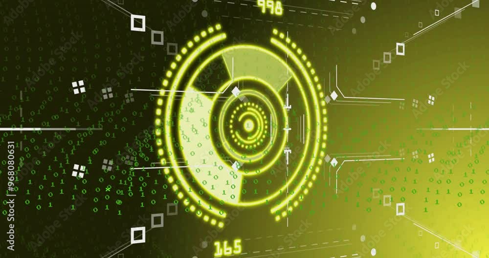 Animation of data processing with scope scanning on black background Animation of data processing with scope scanning on black background