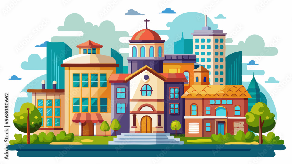 Building vector isolated on white background