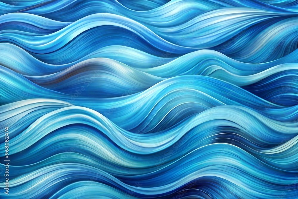 Fototapeta premium Dynamic digital abstract illustration of blue waves
