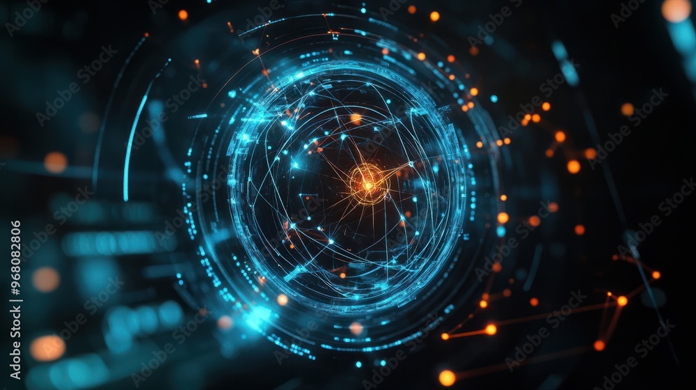 A hologram of allusive technology for global network communication and connection symbol A hologram of allusive technology for global network communication and connection symbol