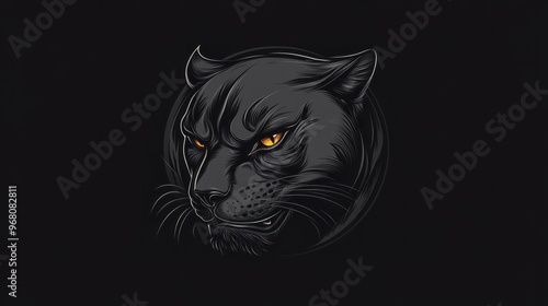 A logo for a business or sports team featuring a stylized. fierce black panther cat. that is suitable for a t-shirt graphic.