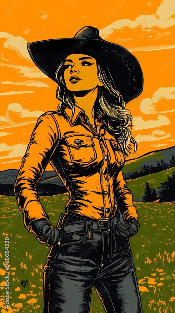 background image of a cowboy woman, western illustration style, western. background image of a cowboy woman, western illustration style, western.