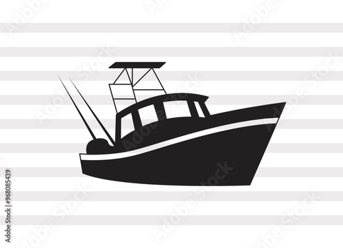 Fishing Boat SVG, Boat Silhouette, Fishing Ship Svg, Speed Boat Svg, P0062