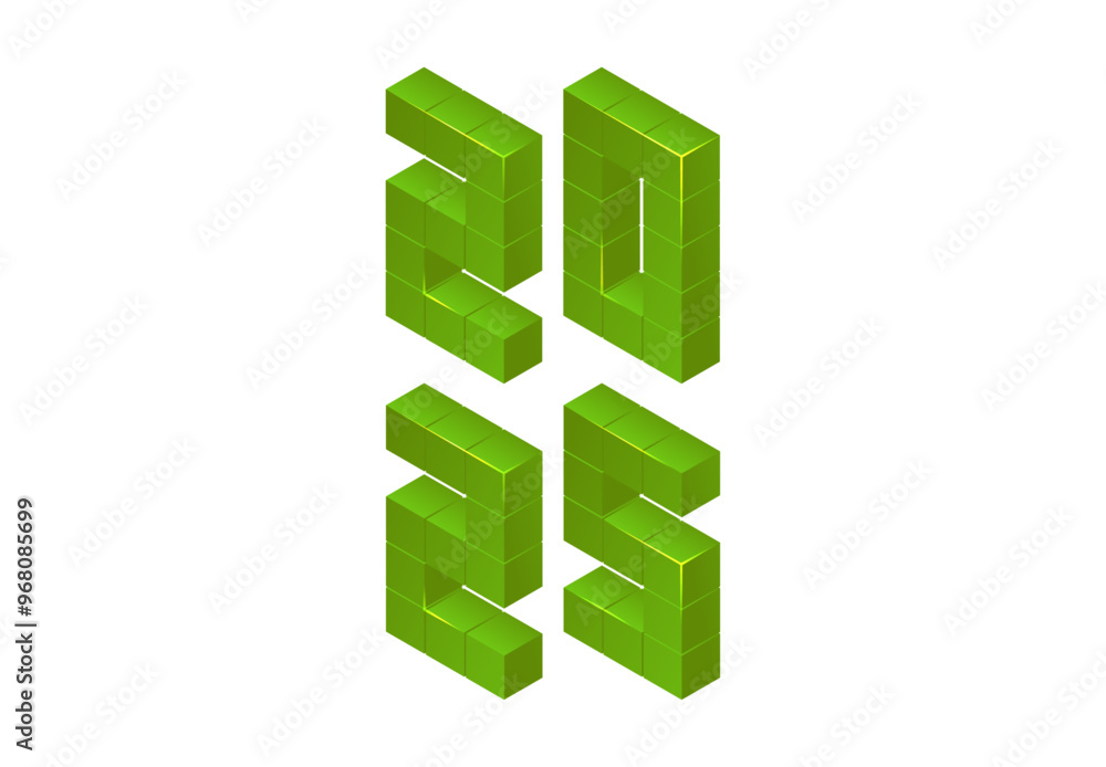 Happy New Year 2025 Design Green 3D Realistic Decoration Abstract Vector Illustration Happy New Year 2025 Design Green 3D Realistic Decoration Abstract Vector Illustration