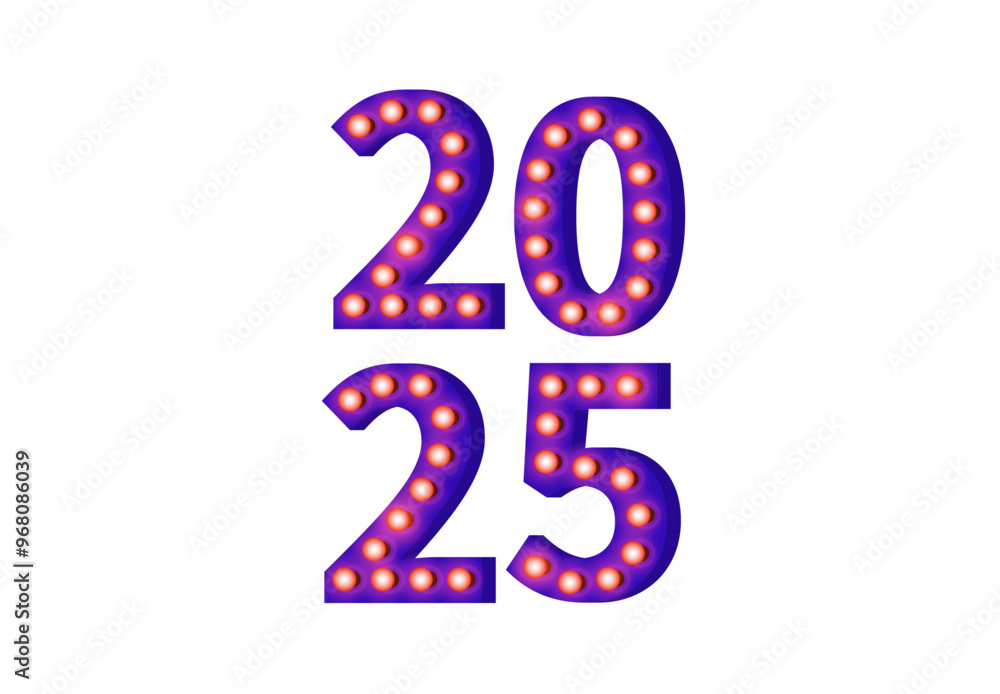 2025 Happy New Year Design Purple Festive Realistic Decoration Abstract Vector Illustration 2025 Happy New Year Design Purple Festive Realistic Decoration Abstract Vector Illustration