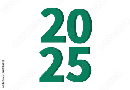 2025 Happy New Year Design Green Elegant Abstract Vector Illustration