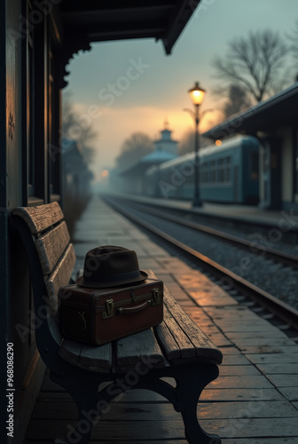 Stille Morgenstunden an einem alten Bahnhof photo