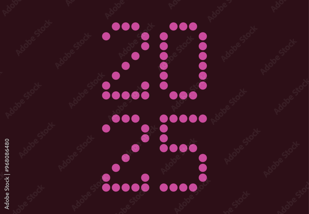 Happy New Year 2025 Design Pink Pixel Points Abstract Vector Illustration Happy New Year 2025 Design Pink Pixel Points Abstract Vector Illustration