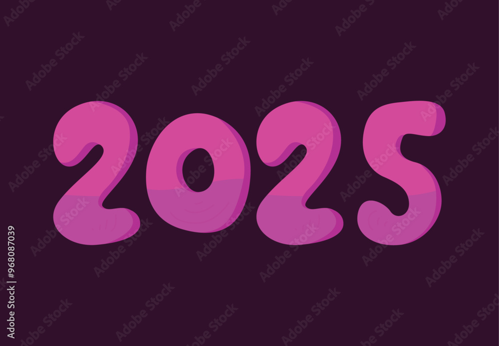Happy New Year 2025 Purple Realistic Design Abstract Vector Illustration Happy New Year 2025 Purple Realistic Design Abstract Vector Illustration