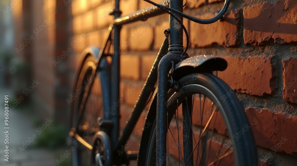 Obraz premium Vintage Fahrrad vor Backsteinmauer