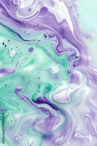 Wallpaper Mural Abstract pattern with whimsical swirls of lavender and mint in a marble texture Torontodigital.ca