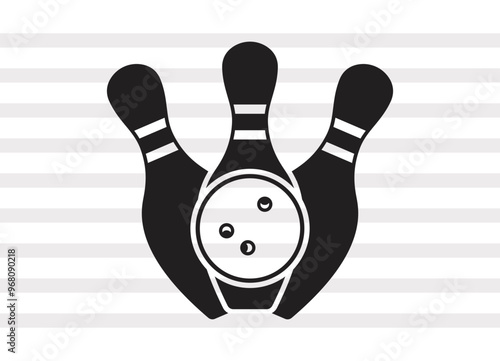 Bowling SVG, Bowling Silhouette, Bowling Game Svg, Pen Drive Svg, P0064