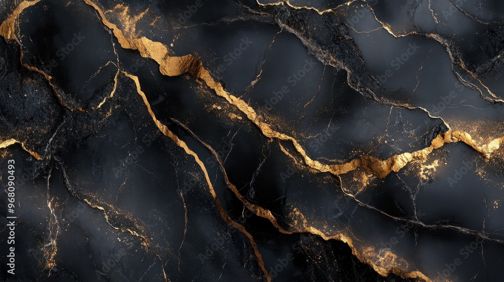 Abstract Black Marble with Golden Veins Abstract Black Marble with Golden Veins