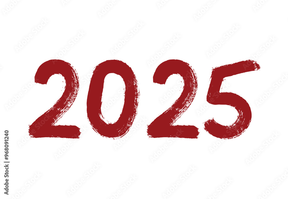 Happy New Year 2025 Scribble Drawing Red Design Abstract Vector Illustration Happy New Year 2025 Scribble Drawing Red Design Abstract Vector Illustration