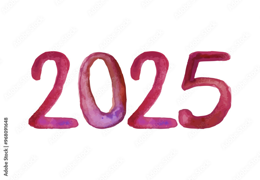 2025 Happy New Year Red Watercolor Design Abstract Vector Illustration 2025 Happy New Year Red Watercolor Design Abstract Vector Illustration