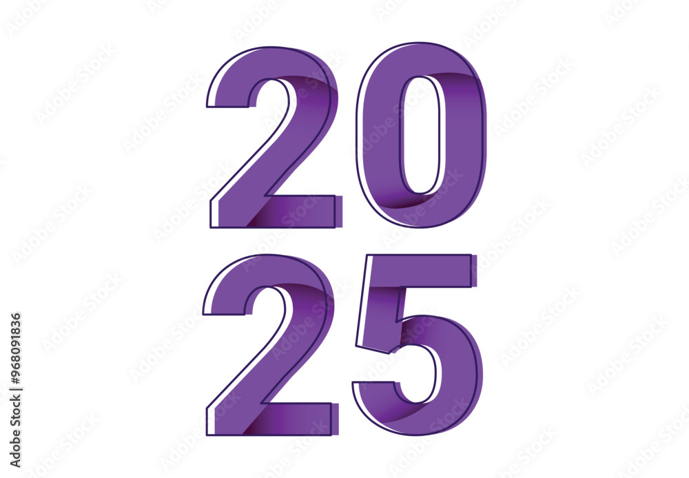 Happy New Year 2025 Design Purple Abstract Vector Illustration Happy New Year 2025 Design Purple Abstract Vector Illustration