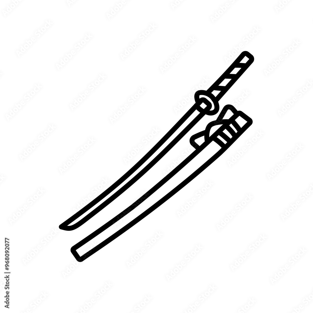 Samurai Swords Outline Icon, Vector illustration Samurai Swords Outline Icon, Vector illustration