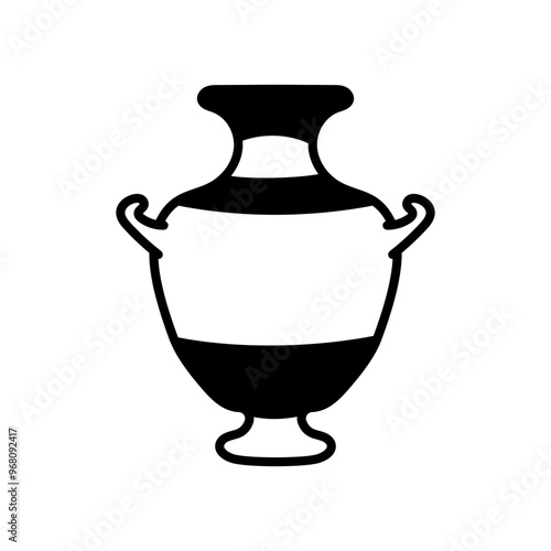 Ancient Greek Vase Glyph Icon, Vector illustration