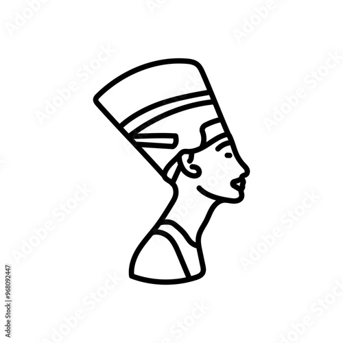 Queen Nefertiti Outline Icon, Vector illustration