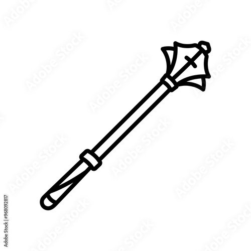 Mace Medieval Outline Icon, Vector illustration