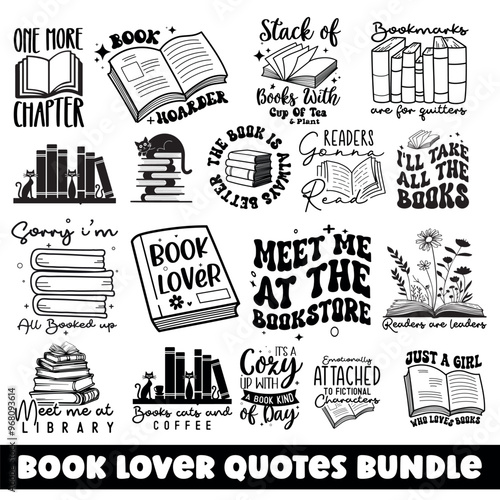 Book Lover Quote Design, Reading SVG, Book Lover Quotes Design Bundle